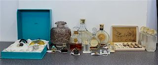 * A Collection of French Glass Perfume Bottles Height of tallest 4 1/2 inches.