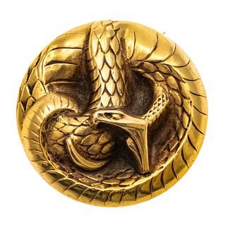 Fin de Siecle 18k Yellow Gold Snake Brooch