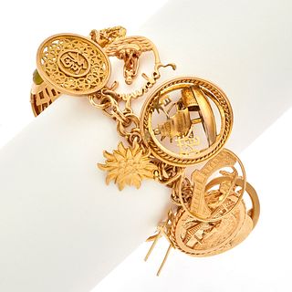 Yellow Gold World Traveler Souvenir Charm Bracelet