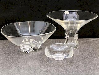 Three Steuben Glass Articles Height of tallest 6 3/4 inches.