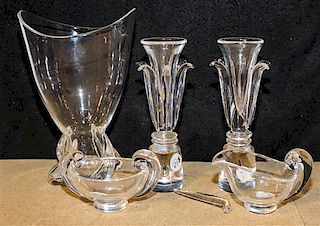 A Group of Steuben Glass Table Articles Height of tallest 10 1/4 inches.