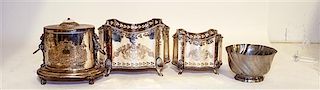 Three Silver-Plate Decorative Articles Width of widest 9 1/2 inches.