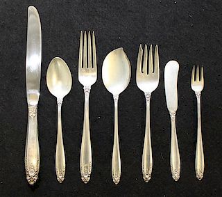 A Partial Set of American Silver Flatware, International Silver Co. Length of knives 8 3/4 inches.