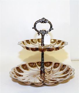 * An American Silver-Plate Two-Tiered Cake Stand, F.B. Rogers Silver Co., Shelburne Falls, MA, each tier having an undulating