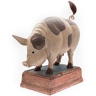 Contemporary Folk Art Carved Pig, Thomas Langan