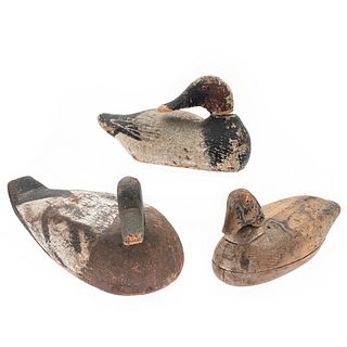 Three Vintage Painted and Carved Duck Decoys