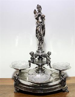 A Victorian Silver-Plate Centerpiece Height of 23 inches.