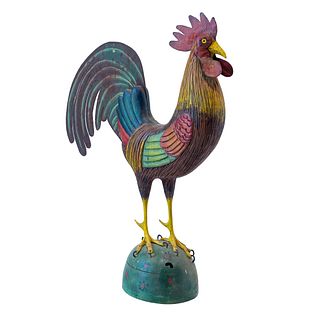 Contemporary Folk Art Painted Figure of a Rooster