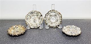 A Set of Four American Silver Salts, Gorham Mfg. Co., Providence, RI, each worked in the form of a flower.