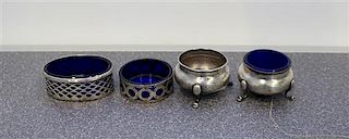 Two American Silver Salts, Gorham Mfg. Co., Providence, RI, together with two similar examples, three with blue glass liner.