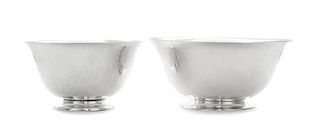 * A Pair of Continental Silver Bowls, Likely German, 1920, each of shallow, circular form with fluted sides, having a spot-ha