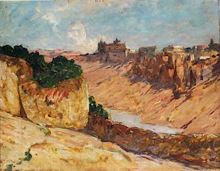 Charles Cottet (1863-1925) Desert Landscape O/B