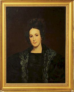 Circa 1830 New York School Oil On Canvas Portrait Of A Lady