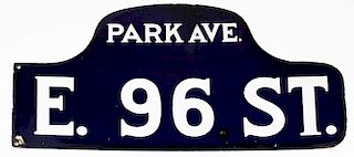Ca 1920'S East 96Th St At Park Ave, Nyc Street Sign
