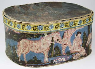Early 19Th C Hat Box With Hunting Scenes
