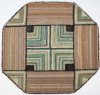 Early 20Th C Grenfell Labrador Mission Geometric Design Mat