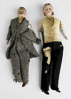 Two 19Th C Bisque Male Doll House Figures.