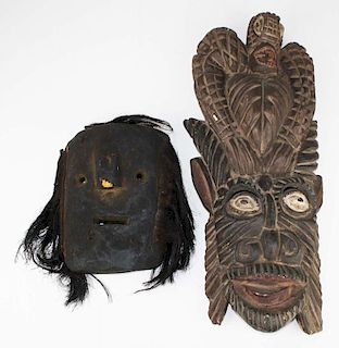 Two Carved Wood African Masks.