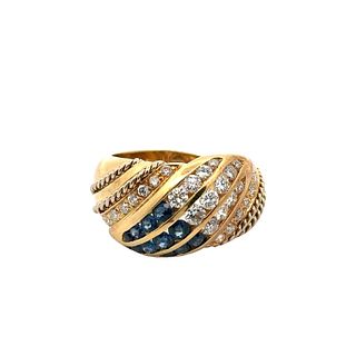 1.40 Ctw in Diamond & Sapphire 18k Gold Ring