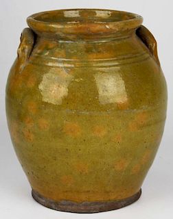 Early 19Th C Redware Double Handled Crock