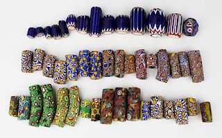 Lot Of 44 Loose Veneitan Chevron Antique Beads.