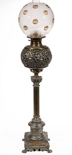 BRADLEY & HUBBARD CAST METAL KEROSENE BANQUET VASE LAMP