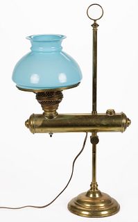 LINCOLN LOG-STYLE LARGE BRASS STUDENT LAMP