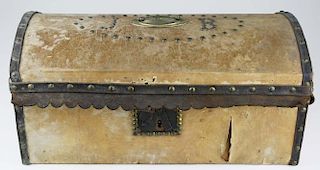 Early 19Th C Hide Covered Dome Top Box Initialed J B
