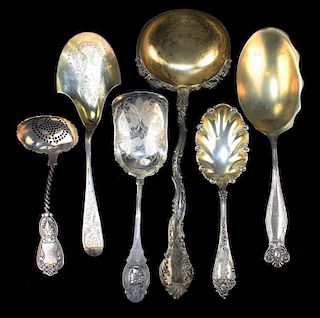 6 Pcs Ornate Victorian Sterling And Coin Silver Flatware