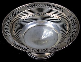 Reticulated Sterling Silver Footed Compote Bowl