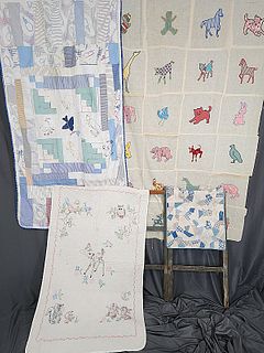 4 Vintage Child's Quilts & Tops - Bambi & Animals