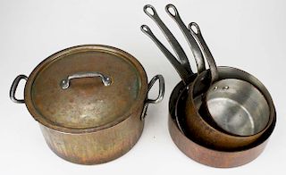Early 20Th C French Copper Cookware (5 Pcs)