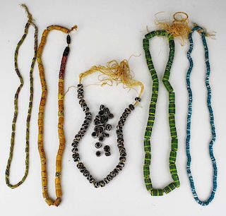 Lot Of 5 Antique Venetian Chevron Necklaces.