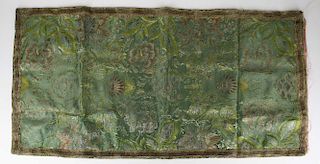 Early Metallic Thread & Silk Embroidered Brocade Fragment