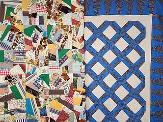 2 c1970 Quilts - Crazy Quilt, Windmill