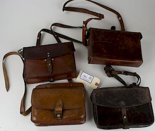 Four Leather Military Cartridge Boxes