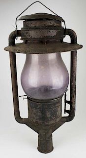 Pat 1886 Tin Post Lantern W/ Mounting Bracket