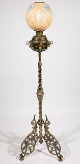 VICTORIAN BRASS AND CAST-IRON FLOOR / PIANO LAMP
