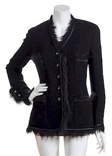 * A Chanel Black Boucle Jacket, Size 38.