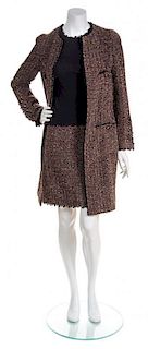 * A Chanel Black Knit and Boucle Dress and Jacket Ensemble, Both Size 38.