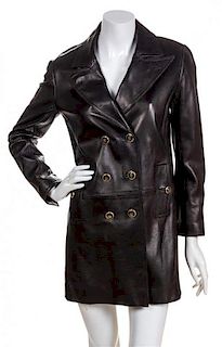 * A Chanel Black Leather Jacket, Size 38.