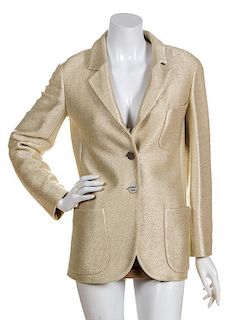 * A Chanel Gold Woven Jacket, Size 34.