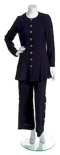 * A Chanel Navy Wool Pant Ensemble, Pants Size 36; Jacket No Size.