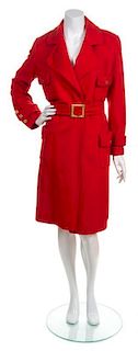 * A Chanel Red Cashmere Coat, No Size.