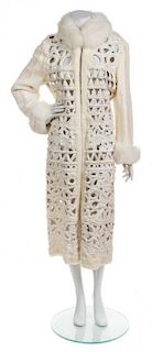 * A Chie White Open Work Fur Coat, No Size.