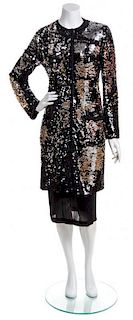 * A Dolce and Gabbana Black Sequined Dress Ensemble, Both Size 44.