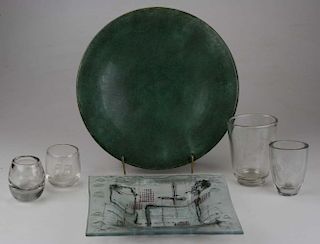 Group Of Mid Century Glass And Studio Pottery Including