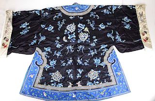 19Th C Chinese Embroidered Silk Robe.