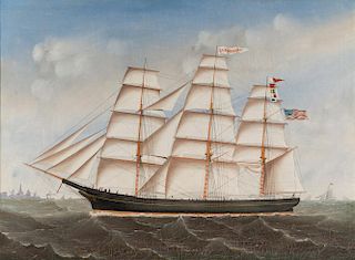 AMERICAN SCHOOL (19th century), Clipper Carrie Reed Approaching Boston Harbor