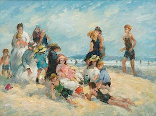 HERMANN HUBER (Swiss, 1888-1967), Beach Scene